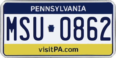 PA license plate MSU0862