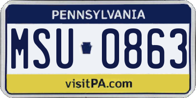 PA license plate MSU0863