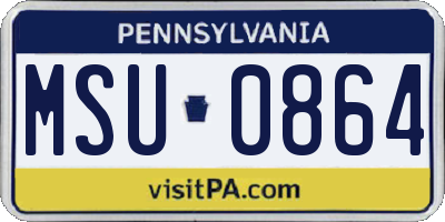 PA license plate MSU0864