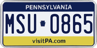PA license plate MSU0865