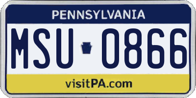 PA license plate MSU0866