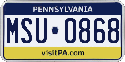 PA license plate MSU0868