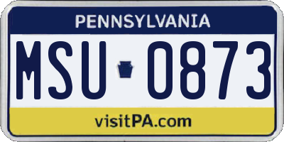 PA license plate MSU0873