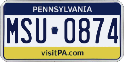 PA license plate MSU0874