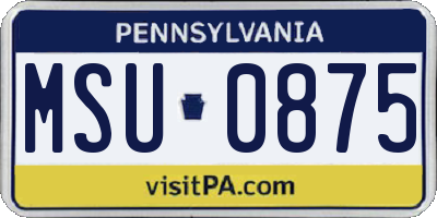 PA license plate MSU0875