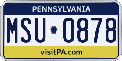 PA license plate MSU0878