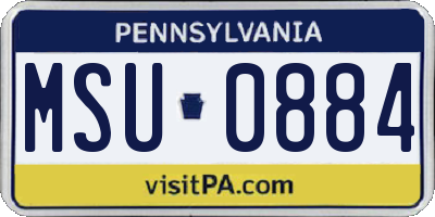 PA license plate MSU0884