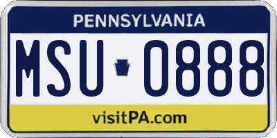 PA license plate MSU0888