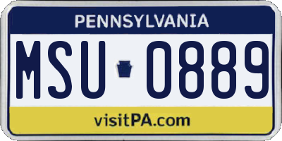 PA license plate MSU0889