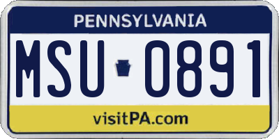 PA license plate MSU0891