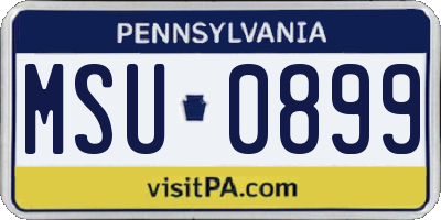 PA license plate MSU0899