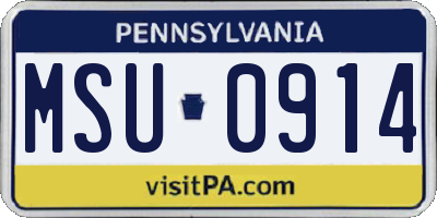 PA license plate MSU0914