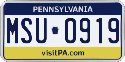PA license plate MSU0919