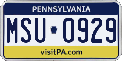 PA license plate MSU0929