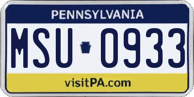 PA license plate MSU0933