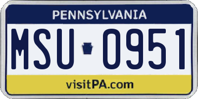 PA license plate MSU0951
