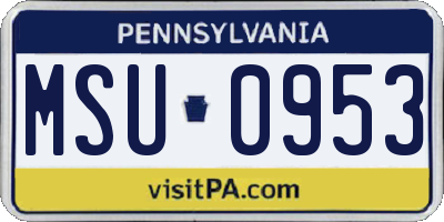 PA license plate MSU0953