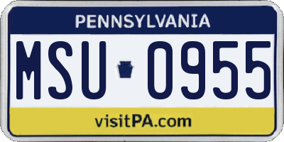 PA license plate MSU0955