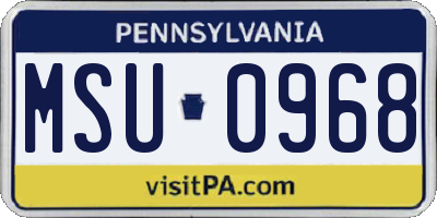 PA license plate MSU0968