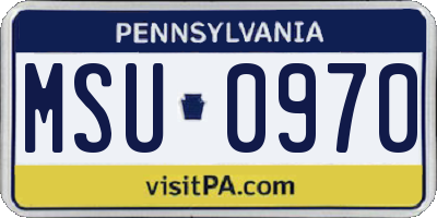 PA license plate MSU0970