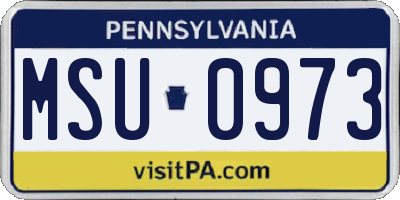 PA license plate MSU0973