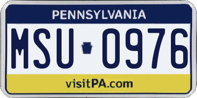 PA license plate MSU0976