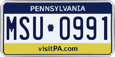 PA license plate MSU0991