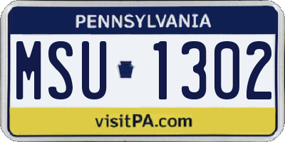 PA license plate MSU1302