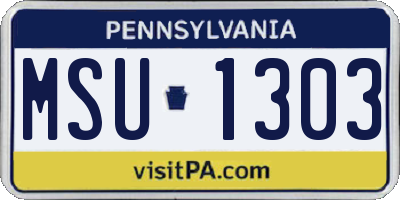 PA license plate MSU1303