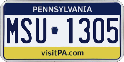 PA license plate MSU1305