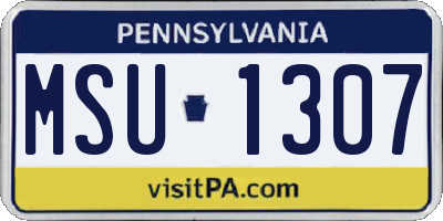 PA license plate MSU1307