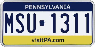 PA license plate MSU1311