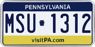PA license plate MSU1312