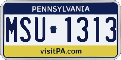 PA license plate MSU1313
