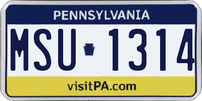 PA license plate MSU1314