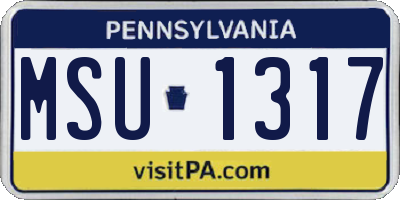 PA license plate MSU1317