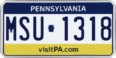 PA license plate MSU1318