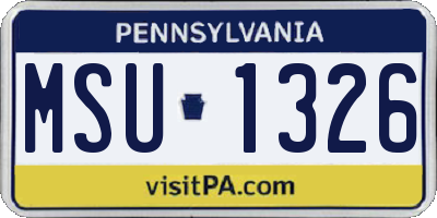 PA license plate MSU1326