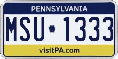 PA license plate MSU1333