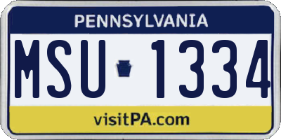 PA license plate MSU1334