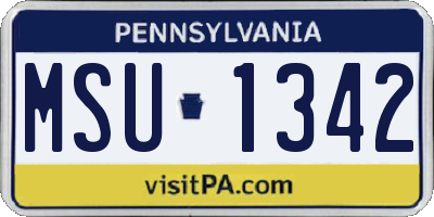 PA license plate MSU1342