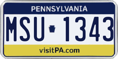PA license plate MSU1343