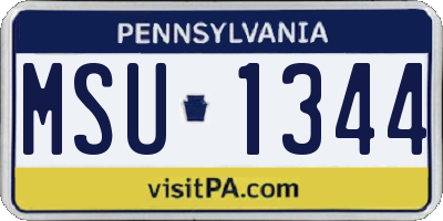 PA license plate MSU1344