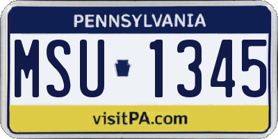PA license plate MSU1345