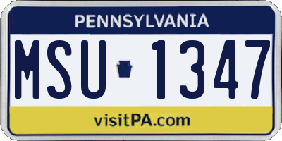 PA license plate MSU1347