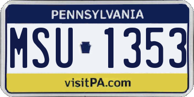 PA license plate MSU1353