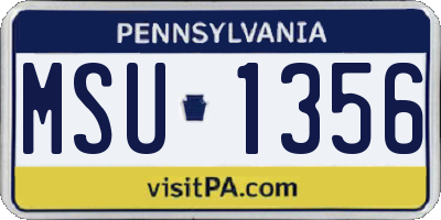 PA license plate MSU1356