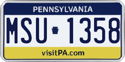 PA license plate MSU1358