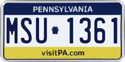 PA license plate MSU1361