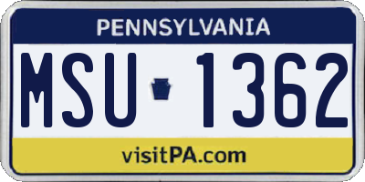 PA license plate MSU1362